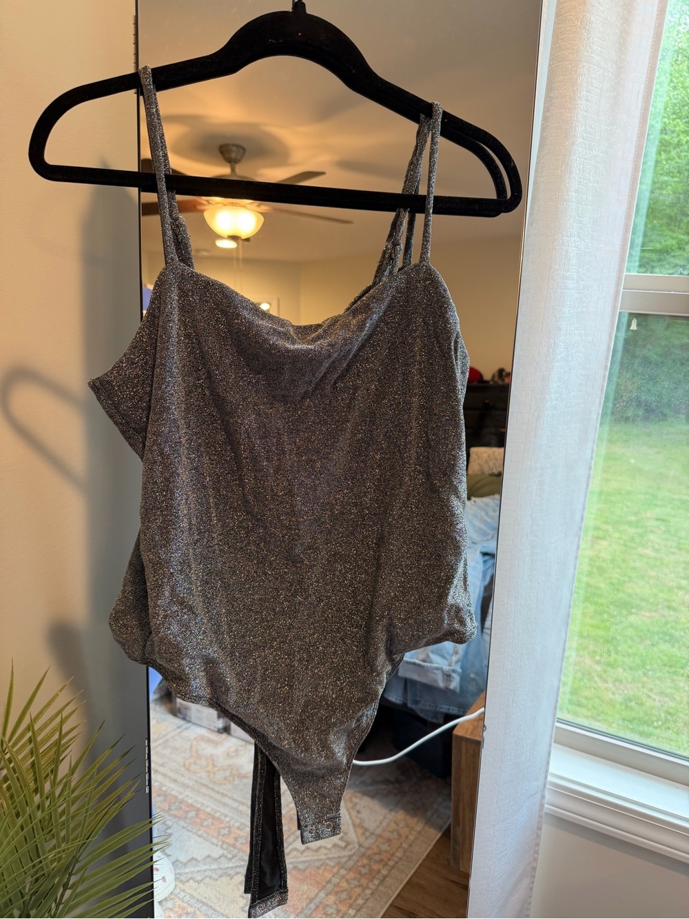 Forever 21 Silver Sparkle Bodysuit
